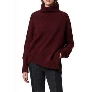Allsaints Lock Roll Neck Sweater Dark Burgundy Casual Contemporary Women Small